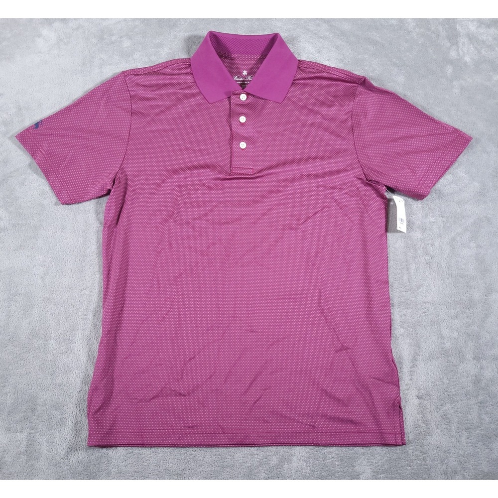 Brooks Brothers Polo Shirt‎ Mens Small Purple Geometric Performance Series Golf